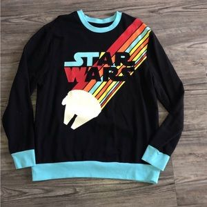 Star Wars Millennium Falcon Retro Black Rainbow Sweater Sweat Shirt L Disney